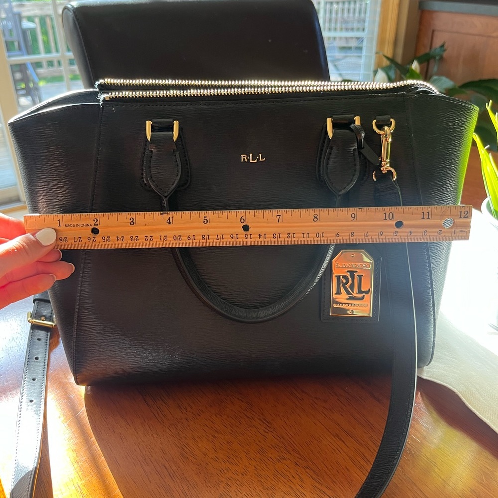 Ralph Lauren Black Leather Satchel with Gold Hardware - Picture 6 of 6